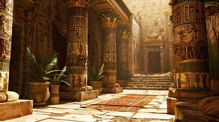 Egyptian Pharaoh's Chamber Environment. AI generated art illustration.