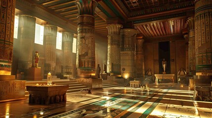 Obraz premium Egyptian Pharaoh's Chamber Environment. AI generated art illustration.