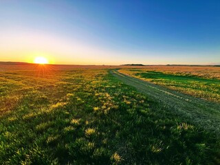 The last rays of a summer day over an endless Montana prairie