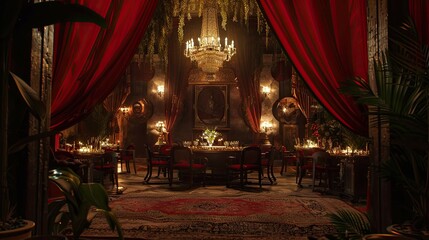 Ritual Altar Room. AI generated art illustration.