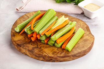Vegan cuisine - dietary celery and carrot cticks