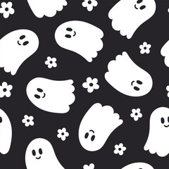 Floral Ghost Pattern Halloween Ghost Background 