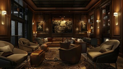 Interior of a luxury hotel. AI generated art illustration.