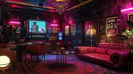 Naklejka premium Interior of a luxury hotel. AI generated art illustration.