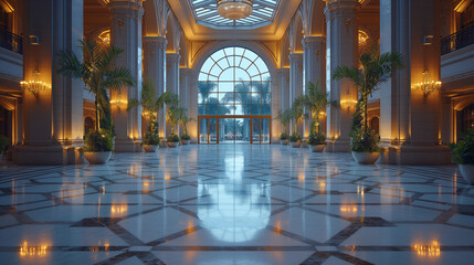 Obraz premium Interior of a luxury hotel. AI generated art illustration.