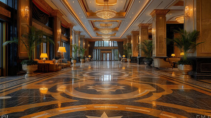 Obraz premium Interior of a luxury hotel. AI generated art illustration.