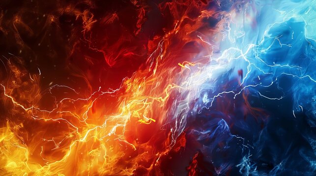 Fiery and electric battle banner with customizable red and blue background.