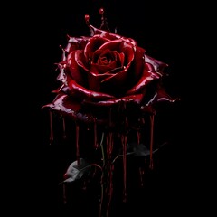  gothic rose dripping in red liquid