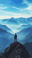 Hiker Taking in Breathtaking Mountain View