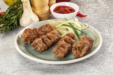 Beef kebab minced meat with onion