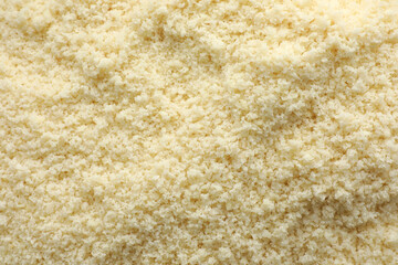 Fresh almond flour as background, above view