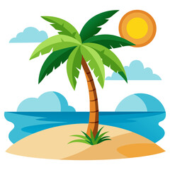 tropical island with palm trees
