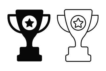 Set of Trophy icon vector isolated on white background. Trophy icon in trendy flat style. Vector Illustration.