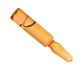 Glass ampoule with liquid isolated on white