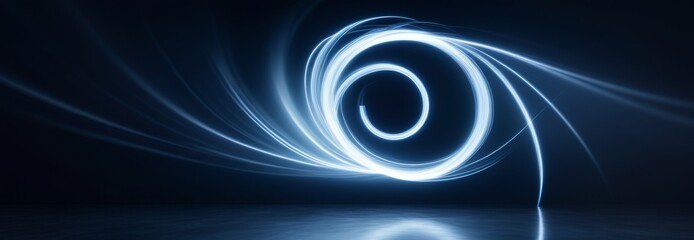 Obraz premium Light lines and waves, long exposure. Abstract background. Banner, poster. With copy space