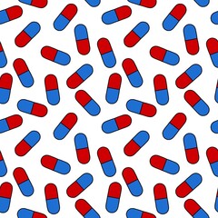 Medicine pills seamless cartoon doctors care pattern for wrapping paper