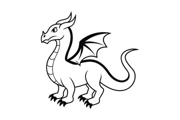 Baby dragon free vector illustration silhouette white background