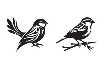 vector silhouette of Sparrow bird with minimalist design
