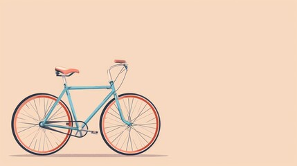 A simple, pastel-colored vintage-style bicycle isolated against a solid beige background, evoking a sense of nostalgia and minimalism