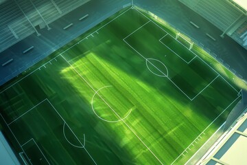 Aerial view of football and soccer field Stadium Generative AI