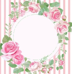 Round frame with pink floral borderRound frame with pink floral border 