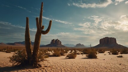 Mystical fantasy view of hot climate desert