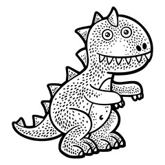 Stuffed soft toy dinosaur sketch engraving PNG illustration. T-shirt apparel print design. Scratch board imitation. Black and white hand drawn image.