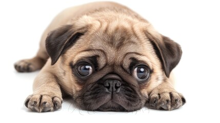 Obraz premium Adorable pug puppy portrait on white background