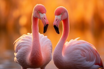 Naklejka premium cute flamingos on the lake!