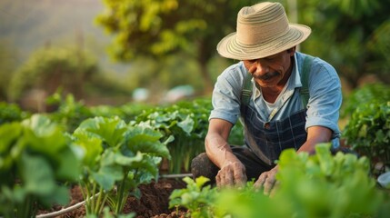 Farmer on Organic Farm