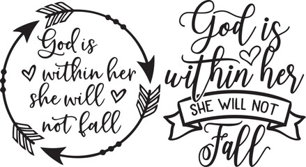 God is Within Her SVG, She Will Not Fall, Faith Svg, Psalm 46:5, Bible Verse, Church Svg, Christian Svg, Jesus Svg, Cute Shirt Svg, DXF, PNG
