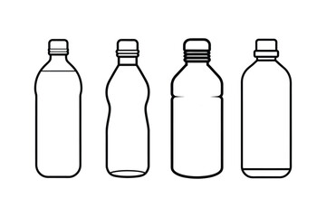 free vector plastic bottle vector line art illustration bundle silhouette white background