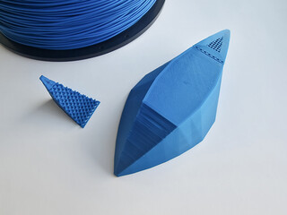 Abstract 3D printed shape on white background