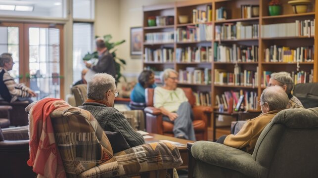 Elderly Socializing in Common Room