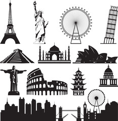 Landmark svgs, colosseum, eiffel tower, Sydney opera house, Big Ben, Statue of Liberty, Landmark bundle cut files,commercial use,svg,png,