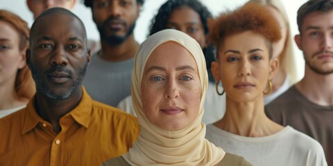 Obraz premium Group of individuals wearing headscarves standing together, possibly for a cultural or religious event