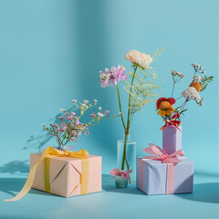 Gift boxes decorated with flowers