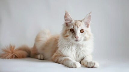 Portrait of a White Maine Coon Cat