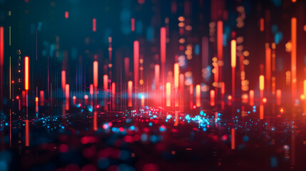 Digital background with glowing trading charts