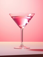 A glass filled with pink liquid sits on a table, suitable for use in articles about food and beverages, or as a prop in photography shoots