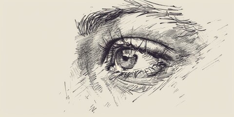 Obraz premium A close-up illustration of a human eye, focusing on details and facial features
