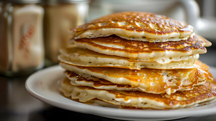 A plate of freshly made fast food pancakes with vibrant colors and fluffy textures