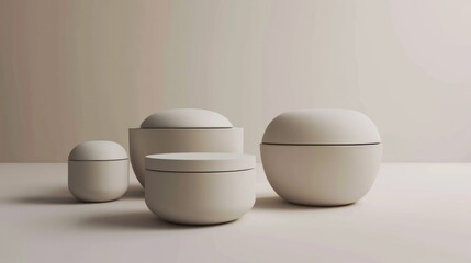 Collection of white ceramic bowls arranged on a table, perfect for decorating or staging food