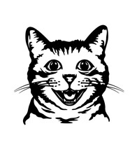 Cute Funny Cat | Home Pet | Lovely Kitten | Pet Portrait | Pet Shop | Cat Food | Lovely Kitten | Original Illustration | Vector and Clipart | Cutfifle and Stencil
