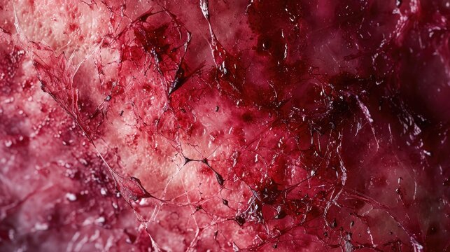 Close-up shot of raw meat with blood