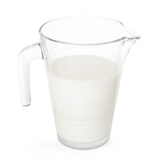 Glass jug with fresh milk isolated on white