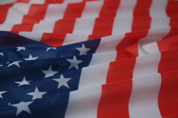 Flag of USA as background, closeup view