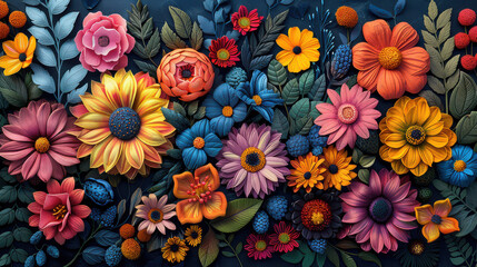 A highly detailed and vibrant botanical illustration created with Generative AI technology