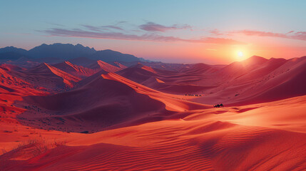Naklejka premium A serene desert landscape with sand dunes created with Generative AI technology
