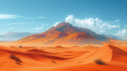 Naklejka premium A serene desert landscape with sand dunes created with Generative AI technology